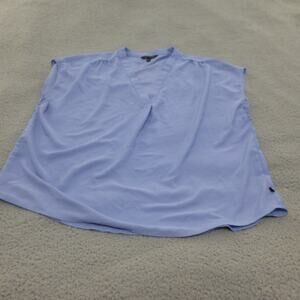 Banana Republic Shirt Womens XXL Blue Cap Sleeve Blouse V Neck Lightweight
